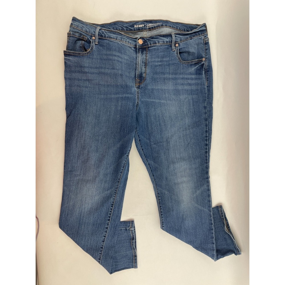 Old Navy Jeans Women's Size 18 Blue Denim Short Curvy High Rise Wrinkle Bleached